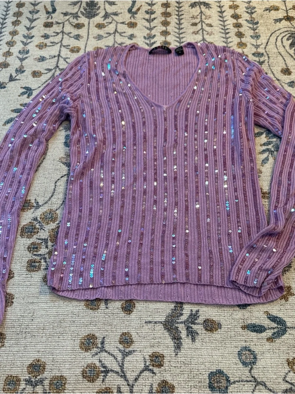 Cyrus Lavender Ribbed Sequin Top - Picture 1 of 5